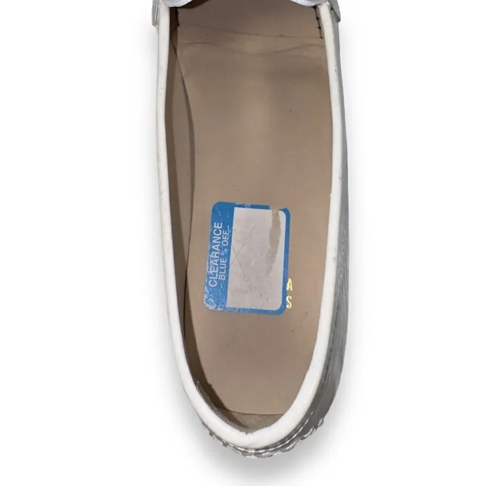 Stuart Weitzman Patient Leather Tassel Loafers White‎ Women's 9.5M